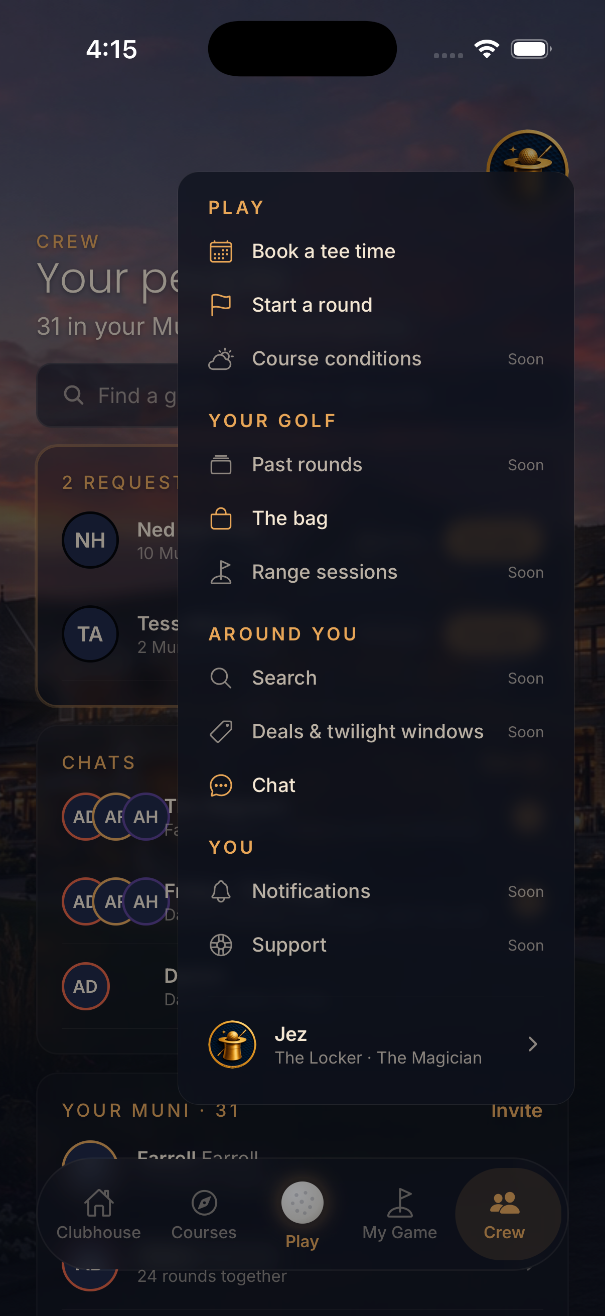 Twilight Clubhouse play menu with round tools
