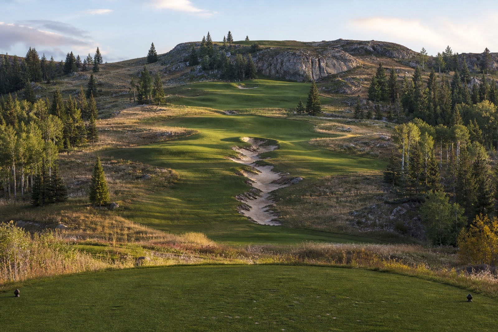 Illustrative golf course visual in evening light